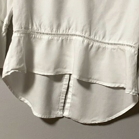 Anthropologie Cloth & Stone White Bell Sleeve Peplum Split Hem Top XS - Picture 9 of 13